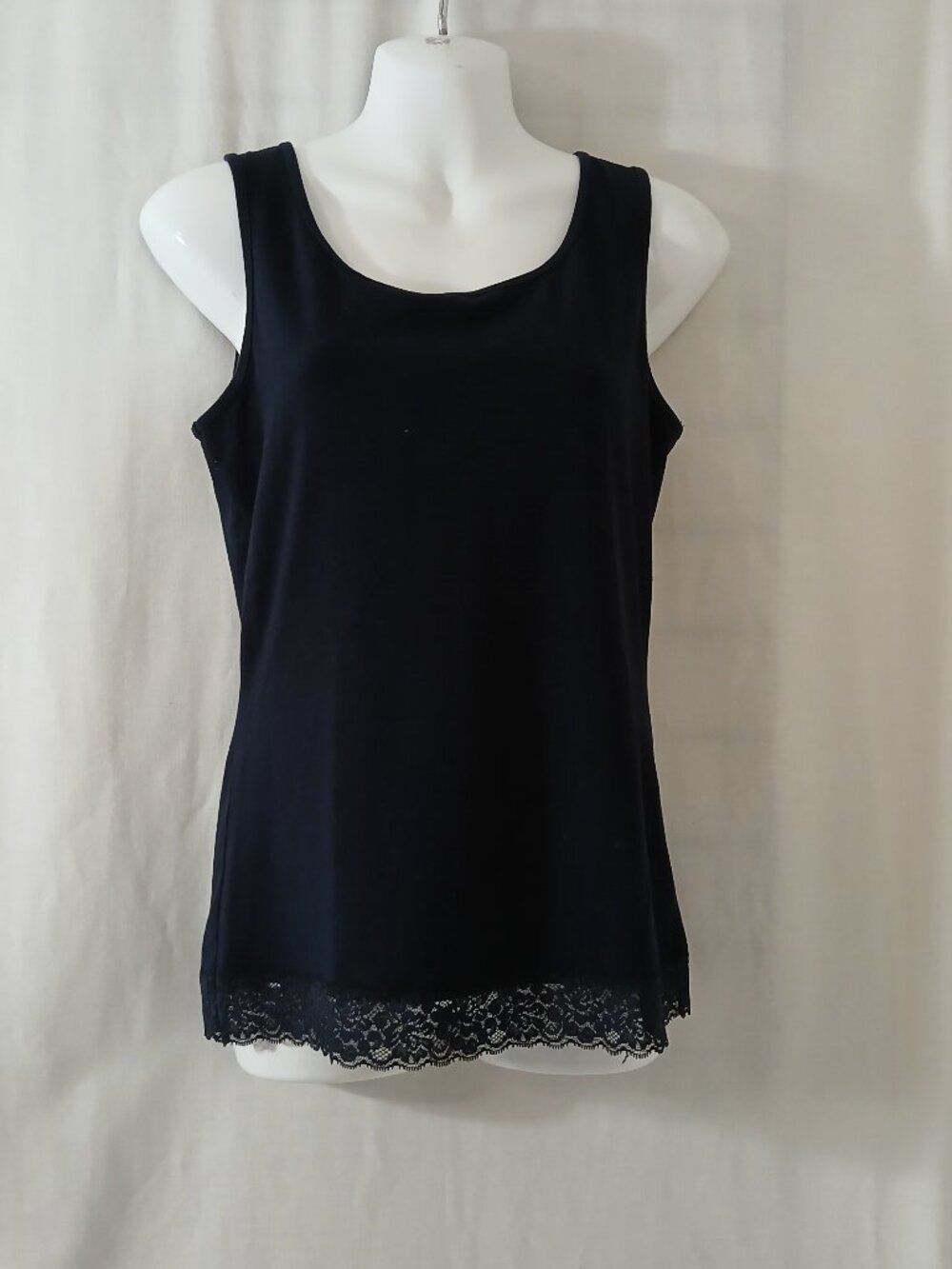 Talbots Black Tank with Lace Trim - Size S